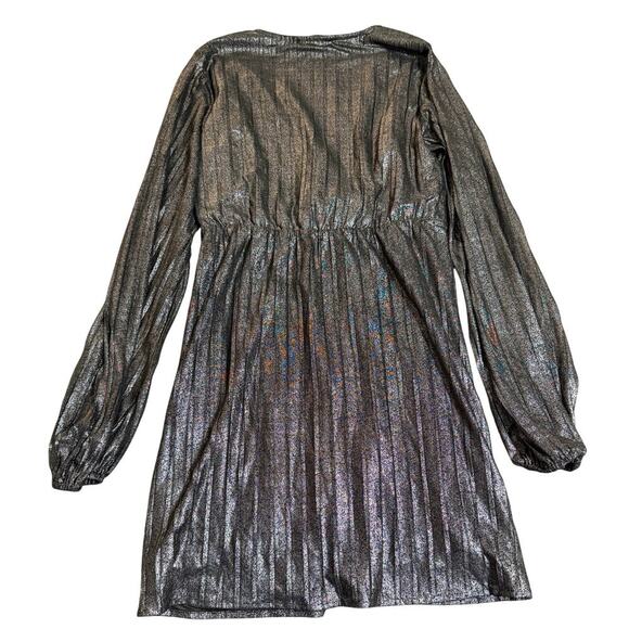 NWOT Sanctuary It's Party Time Faux Wrap Mini Dress Size Extra Small Black Shine - Picture 4 of 10